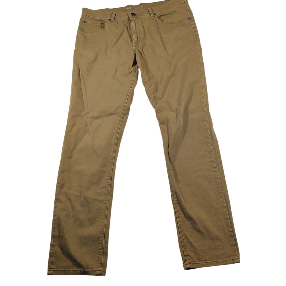 Mott & Bow Pants Mens 36x32 Brown Skinny Mercer Khaki Twill Stretch Denim Chino